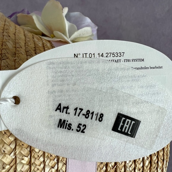 Girls Straw Hat with Flowers and ribbons. Size 52. NEW - Picture 9 of 11